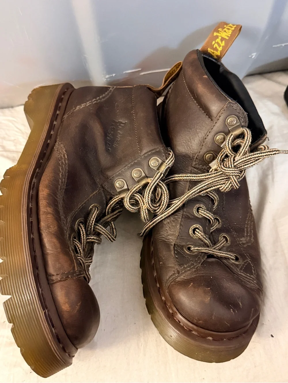 Dr. Martens Men’s Brown Leather Chukka Boots with Striped Laces